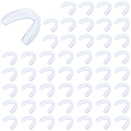 Kathfly 50 Pcs Football Mouth Guards Bulk Pro Sports Mouth Protection Silicone Athletic Mouthguard Gum Teeth Armor for Boxing Basketball Football Hockey Karate Rugby Match(Clear)