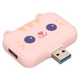 Sanpyl Cute Hub USB 3 en 1, Adaptador USB A A USB3.0 y USB2.0X 2, Estación de Acoplamiento USB Multipuerto de 5Gbps, Divisor de Datos USB, para Chicas y Estudiantes (Rosa)