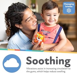 Nuby Vibe-eez Mordedor vibratorio – Funciona con pilas, superficie texturizada y juguete fácil de agarrar para alivio de la dentición del bebé – Más de 3 meses – León