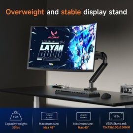 Pholiten Adjustable Rotating arm for Monitor Stand - Supports 1-33lbs Weight, Supports 45 inch Straight screen/49 inch Curved Screen, Compatible with VESA 75x75-100x100mm Desktop Monitor Mount