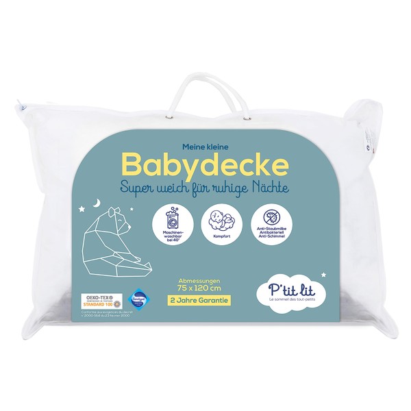 P'tit Lit Baby Quilt | Children - 75 x 120 cm - Anti Dust Mite Blanket - Ideal for Bed 60 x 120 cm - 100% Microfibre - Oeko Tex®