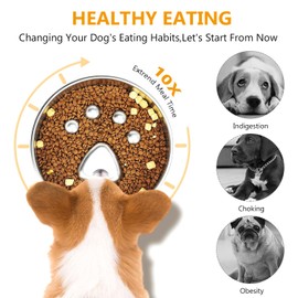 OUZHOU Anti-Slinging Bowl Dogs 304 Stainless Steel Dog Bowl Anti Sling Bowl Dog Feeding Bowl Prevents Choking Slow Eating, Slow Feeder Dog for Medium and Large Dogs Cats