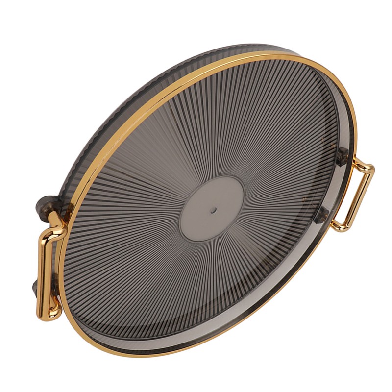 Round Tray with Gold Handle Elegant Multi Functional Golden Rim