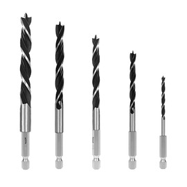 KEWAYO Brad Drill Bits 5pcs (4-10mm) Hexagonal Drill Bits Twist Drill Bit Set for Wood, Pointed and Braid Drill Bits for Wood