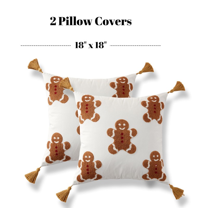 Sonvie Christmas Cushion Covers Set Of 2 with Gingerbread Decor