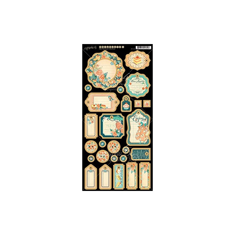 Graphic 45 Cafe Parisian Journaling Chipboard, Multicoloured