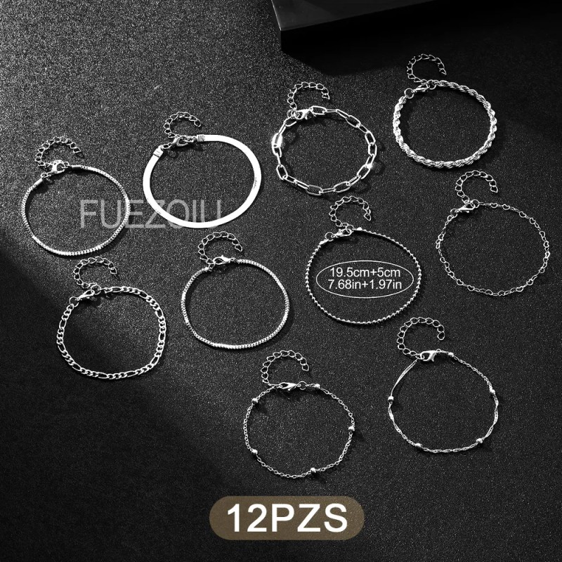 FUEZOIU Kit 12 Pulseras Joyeria Acero Inoxidable Mujer Hombre San