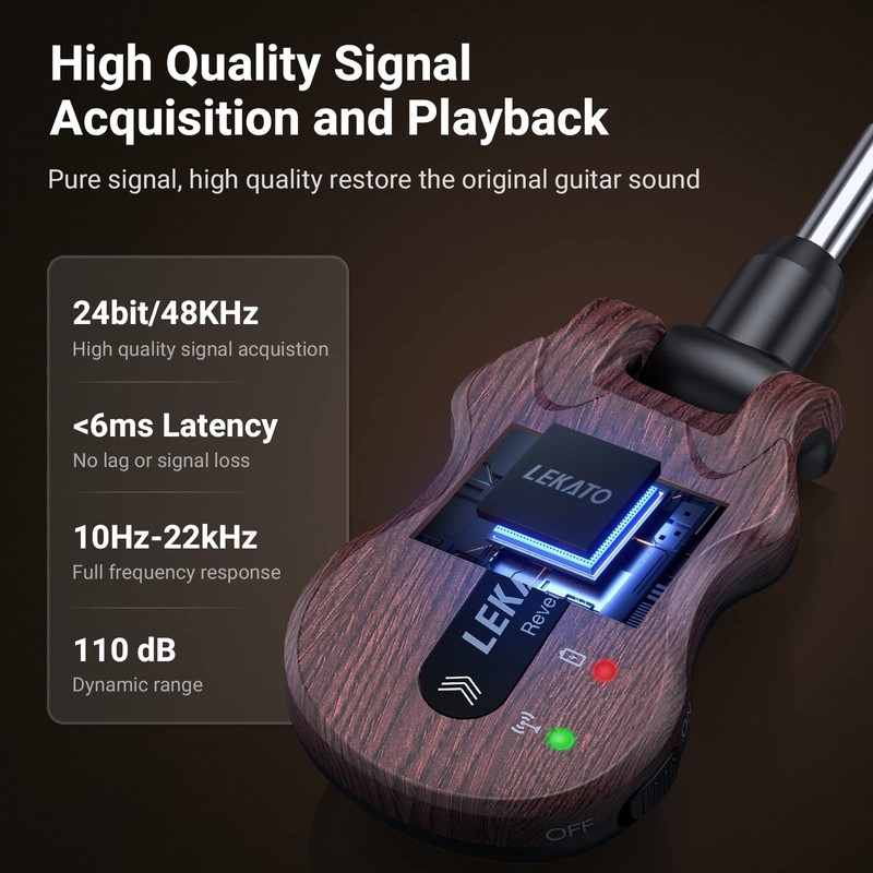 LEKATO Wireless Guitar System 5.8 Wireless Guitar Transmitter Receiver Rechargeable