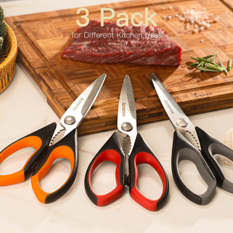 Astercook Kitchen Scissors All Purpose Heavy Duty,3 Pack Kitchen Shears