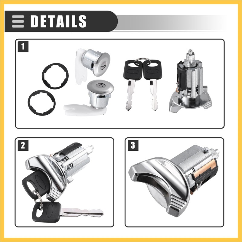 REPAIROCK Ignition Switch Lock Cylinder, Door Lock Cylinder Kit, for