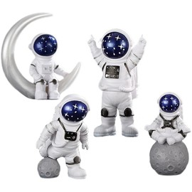 Astronauten-Figuren, Kuchendekoration, Weltraum, Raumfahrer, Modell-Display, Miniatur-Astronauten-Set, mit Skateboards, für Zuhause, Desktop-Dekoration, Weltraum, Themenparty-Dekorationen, 4 Stück