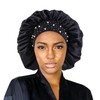 YeeMan Hair Bonnet Glittering Pearls and Rhinestones Satin Bonnet Wide