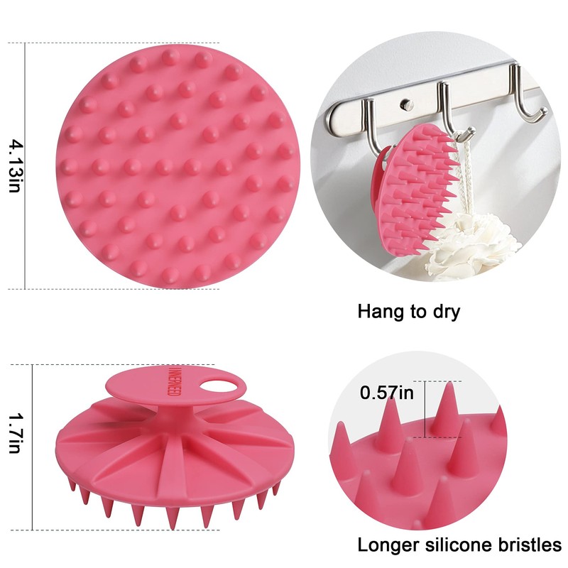 One-piece Silicone Scalp Massager Shampoo Brush Hair Wash Scrubber, Pink