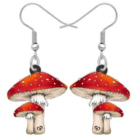 LONYOO Adorable Mushroom Earrings Dangle Cute Mushroom Jewelry for Women Girls Dangle Gifts (Red)