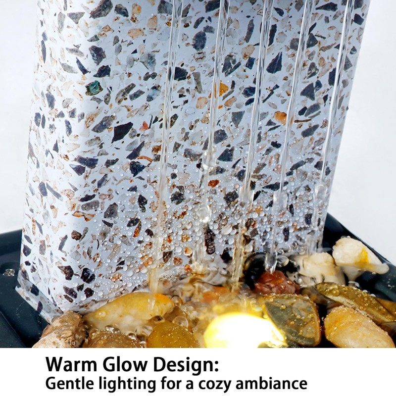 RWOORA Mini Tabletop Water Fountain with LED Light & Powerful