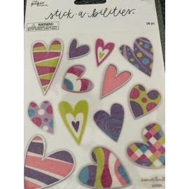 THE PAPER STUDIO STICKABILITIES STICKERS 2 SHEETS MULTI-COLOR HEARTS 26PCS