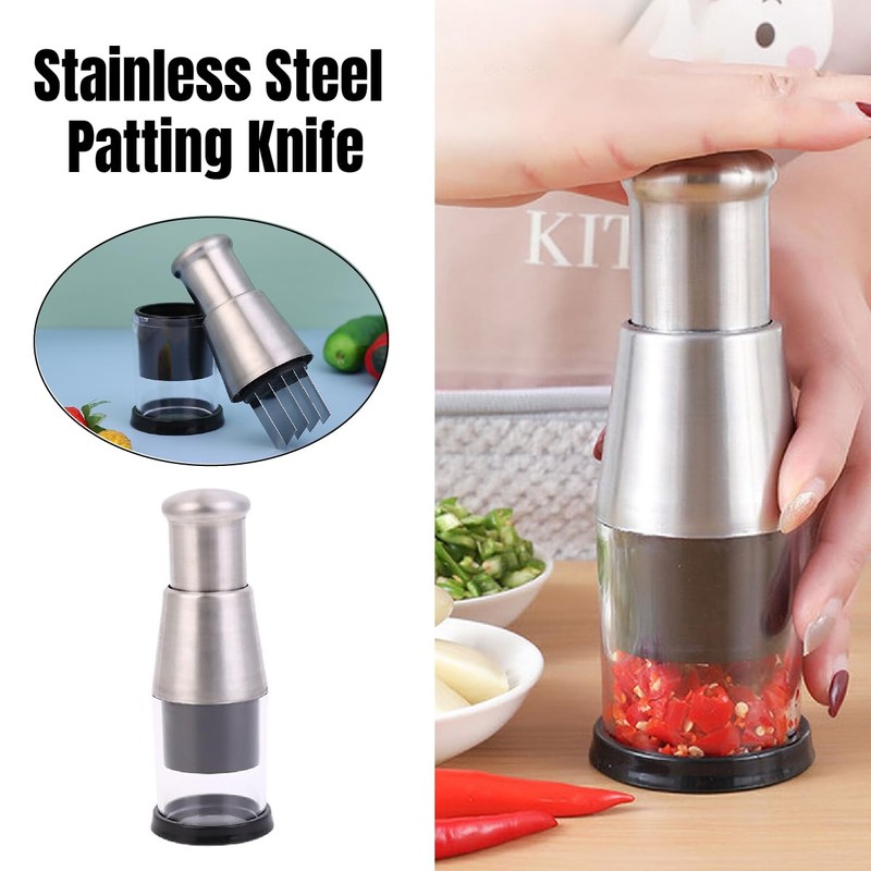 AIMALL Stainless Steel 304 Garlic Chopper with Pressed Garlic Masher