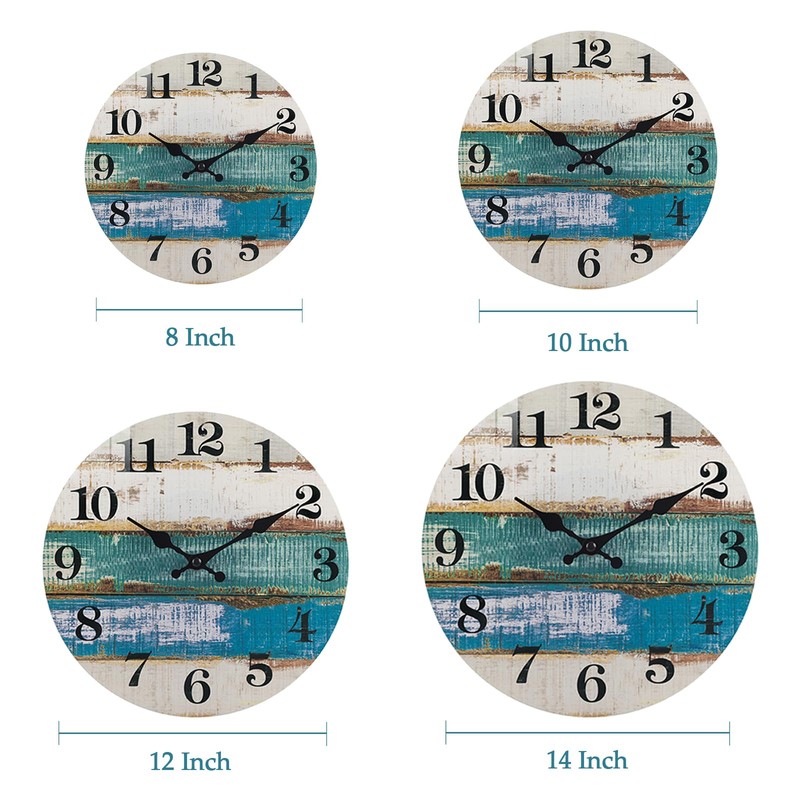 Horizent Indoor Outdoor Glass Clocks Waterproof Rustic Coastal Country Wall