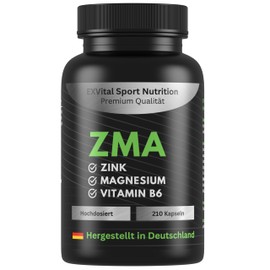 ZMA Giga Caps, Magnesium, Zink & Vitamin B6 Komplex - 210 Kapseln, 190mg Magnesium pro Kapsel, Immunsystem, Elektrolyte & Muskelfunktion, vegan & laborgeprüft