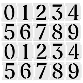 YEAJON 5 Inch Curb Stencil Kit 0-9 Address Number Stencil, 20Pcs Reusable 14 Mil Mylar Plastic Numbers Stencils for Painting on Road, Wall, Wood, Mailbox