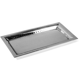 Colleta Home Silver Hammered Trays - Silver Serving Trays and Platters - Appetizer Tray - Chrome Platters (2 Pack Rectangle Platters)
