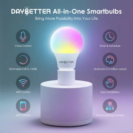 Daybetter E26 120V RGB 2pack Smart LED Bulb with Alexa / Google Assistant Voice Control High Brightness for Home UseLamp Power(W): 9w