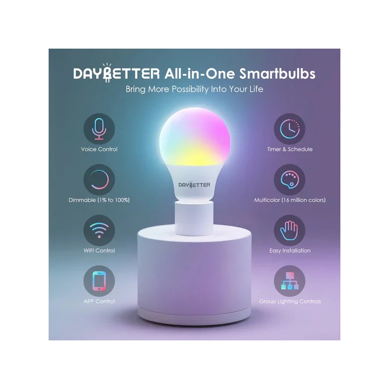 Daybetter E26 120V RGB 2pack Smart LED Bulb with Alexa