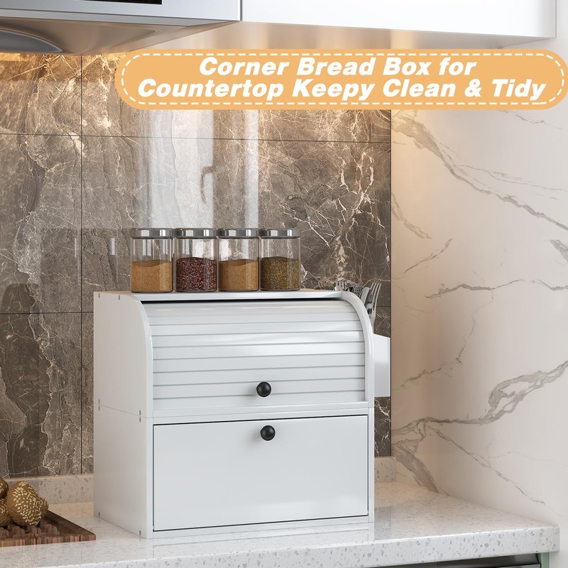 TQVAI Bread Box for Kitchen Countertop, Double Layer Bread Boxes,