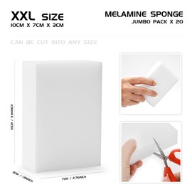 Welsberg Dirt Eraser Sponge Pack of 20 Melamine Miracle Sponge 10 x 7 x 3 cm Eraser Sponge Cleaning Sponge, Magic Sponge Eraser for Household, Kitchen, White Walls, Bathroom, Shoe Sponge, White