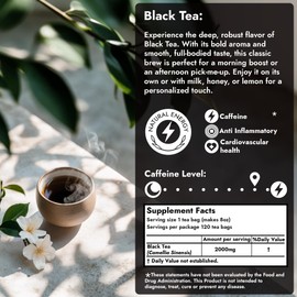 Vital Bloom Black Tea, 120 Count Tea Bags, Smooth, Flavourful, and Robust, Enjoy Hot or Cold Brew, Bleach Free Tea Bags, Non GMO (Free Bamboo Tongs Included)