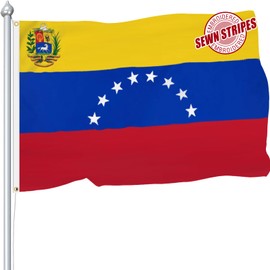 Nuibers Venezuela Venezuelan Flag 3x5 FT for Outside, Heavy Duty 210D Nylon Bolivarian Republic 8 Star Flags Outdoor, Embroidered Star Sewn Stripes Long Lasting Venezuela Flag Brass Grommets