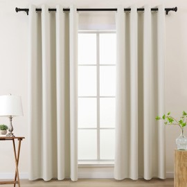 L.Z.E Ivory 100% Blackout Curtains 84 Inches Long for Bedroom Living Room, Linen Textured Room Darkening Thermal Insulated Soundproof Light Blocking Window Curtains & Drapes Grommet Top 2 Panels Set