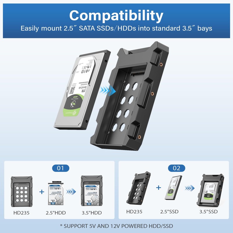EJAY 2.5 to 3.5 Hard Drive Adapter for SSD/HDD, SATA