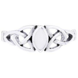 WINDALF Celtic Luciana Women's Ring 6 mm Elf Ring Lucky Ring with Mother of Pearl 925 Sterling Silver (Silver, 56 (17.8)), Fabric, Pearl