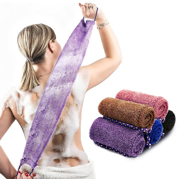 Pinkiou 5 Pieces Shower Sponge with Handle African Exfoliating Mesh