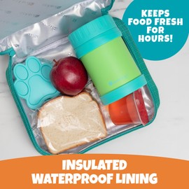 Bentology Lunch Box for Girls -Kids Insulated, Durable Lunchbox Tote Bag Fits Bento Box Containers, Jars & Bottles, Reusable Back to School Lunch Sleeve Keeps Food Hotter or Colder Longer- Blue, Green