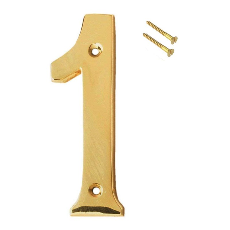 eSplanade 4" Brass House Hotel Door Number Plaque Sticky Numeric
