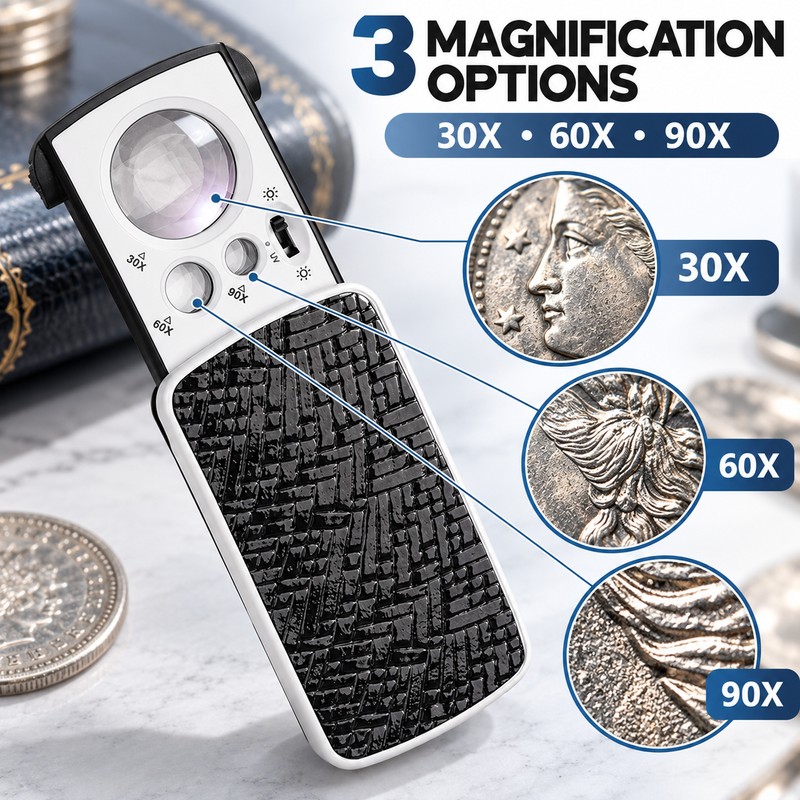 Pocket Magnifying Glass for Jewelry Inspection – 30X 60X 90X