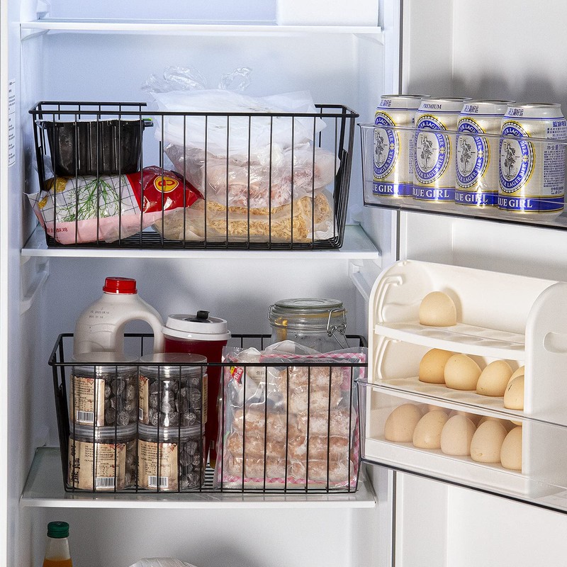 16inch Freezer Wire Storage Organizer Baskets, Household Refrigerator Bins with