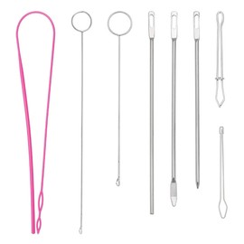 Nicear 8 Pcs Drawstring Threader Tool Set Loop Turner Hook Flexible Drawstring Threader Metal Tweezers Long Loop Turner Tool For Fabric Belts Strips