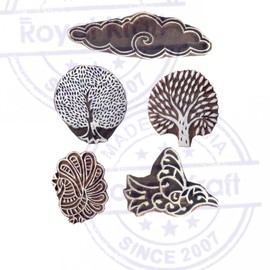 Royal Kraft Attractive Motif Bird and Tree Wooden Printing Stamps (Set of 5)