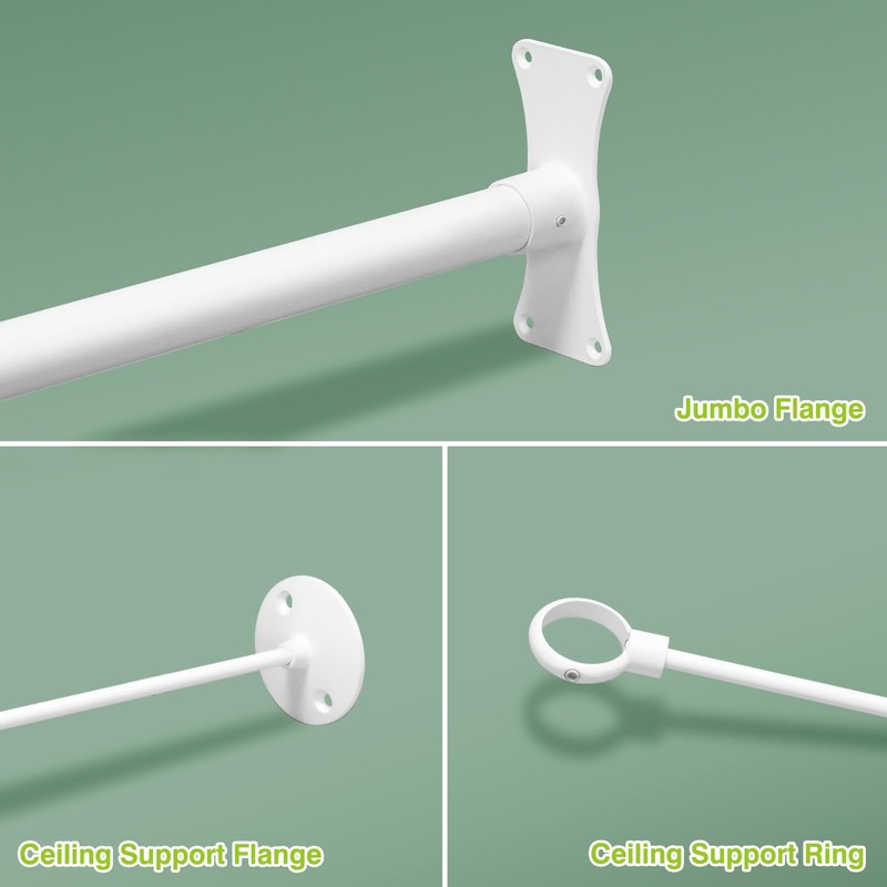 Naiture Neo-Angle Shower Curtain Rod Aluminum with Ceiling Support, 25"