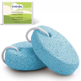 Footvital Lava Pumice Stone for Feet | Natural Foot Callus Remover for Soft, Smooth Skin | Pedicure Spa Tool with Hanging Rope | Blue (Pack of 2)