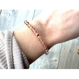 Dainty Minimalist Beaded Bracelet with Rose Gold Hematite Beads - The Perfect Stacking Bracelet - Handmade in the UK by Stosa Design (5.5 inch extra small)