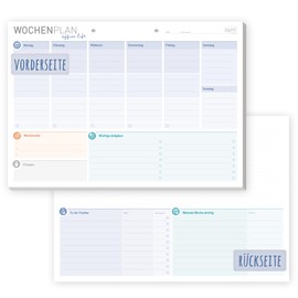 Häfft® Weekly Planner Pad A4 without Fixed Date "Office Life" 50 Sheets - Undated Diary with To-Do List, Goals & More - Climate-Friendly & Sustainable