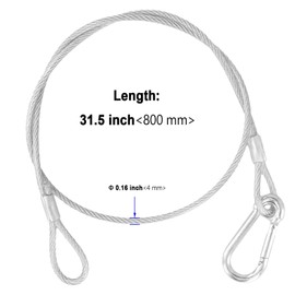 KOHAND 20PCS Safety Cable Lock, 31.5 Inch Stainless Steel 110Lb Load Safety Cable Wire Rope, Stage Light Safety Cable for DJ Stage Light, Bike, Luggage
