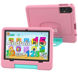 IWEGGO Android 15 Kids Tablet with EVA Case, 10 inch Tablet for Kids, 20GB RAM+128GB ROM/MAX 2TB, 1280 * 800 IPS HD Eye-Care Touch Screen, 2.0GHz Quad-core Toddler Tablets, 5G WiFi6, Widevine L1 Pink