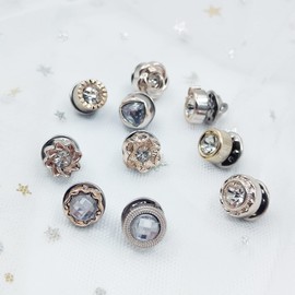 30 Pieces Safety Brooch Buttons, DIY Rhinestone Pearl Buttons Brooch, Safety Brooch, Brooch Pins for Clothing, Used for DIY Clothes Bag, Backpack, Clothes Button Decoration, silver
