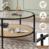 GarveeHome 30" Rattan Coffee Table, 2-Tier Round End Table with
