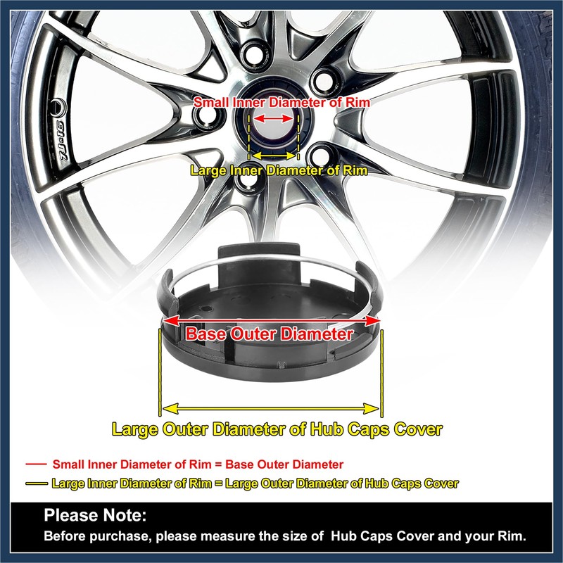 INFINAUTO 4 Pcs 62mm 4 Lugs Black Car Wheel Center